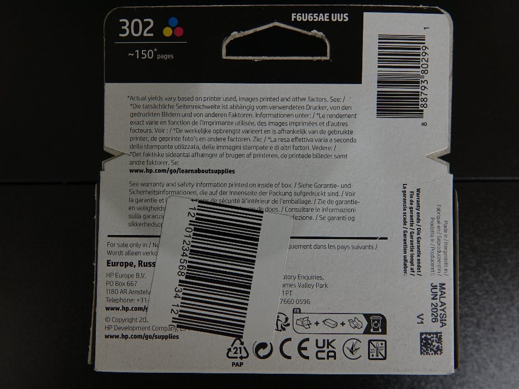 HP302 3 kleuren cartridge OPRUIMING, Hp, HP, Cartridge, Onbekend