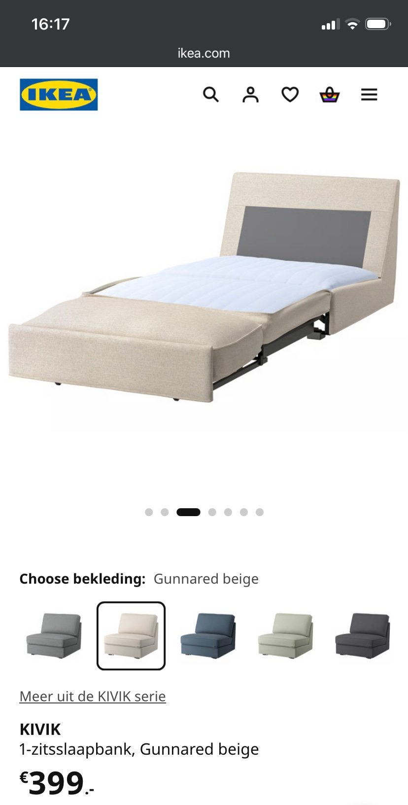 Slaapbank IKEA KIVIK, Ophalen, Zo goed als nieuw, Tweepersoons