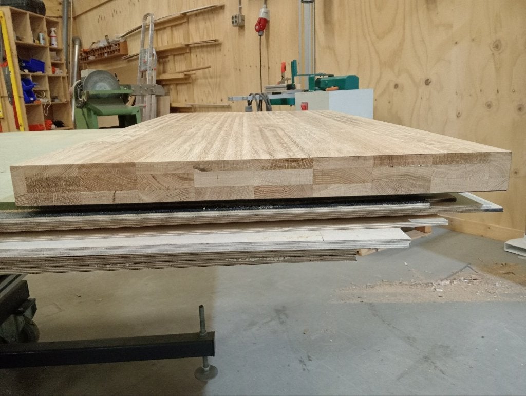 Massief eikenhouten blad - afgevlakt - 67 x 127 cm 56mm dik!, Ophalen, Eiken, Zo goed als nieuw, Plank