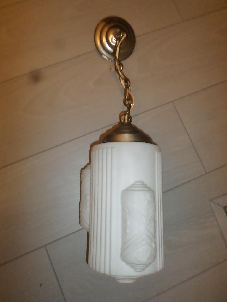 Art Deco hanglamp / hallamp cilindrisch, Antiek en Kunst, Antiek | Lampen, Ophalen