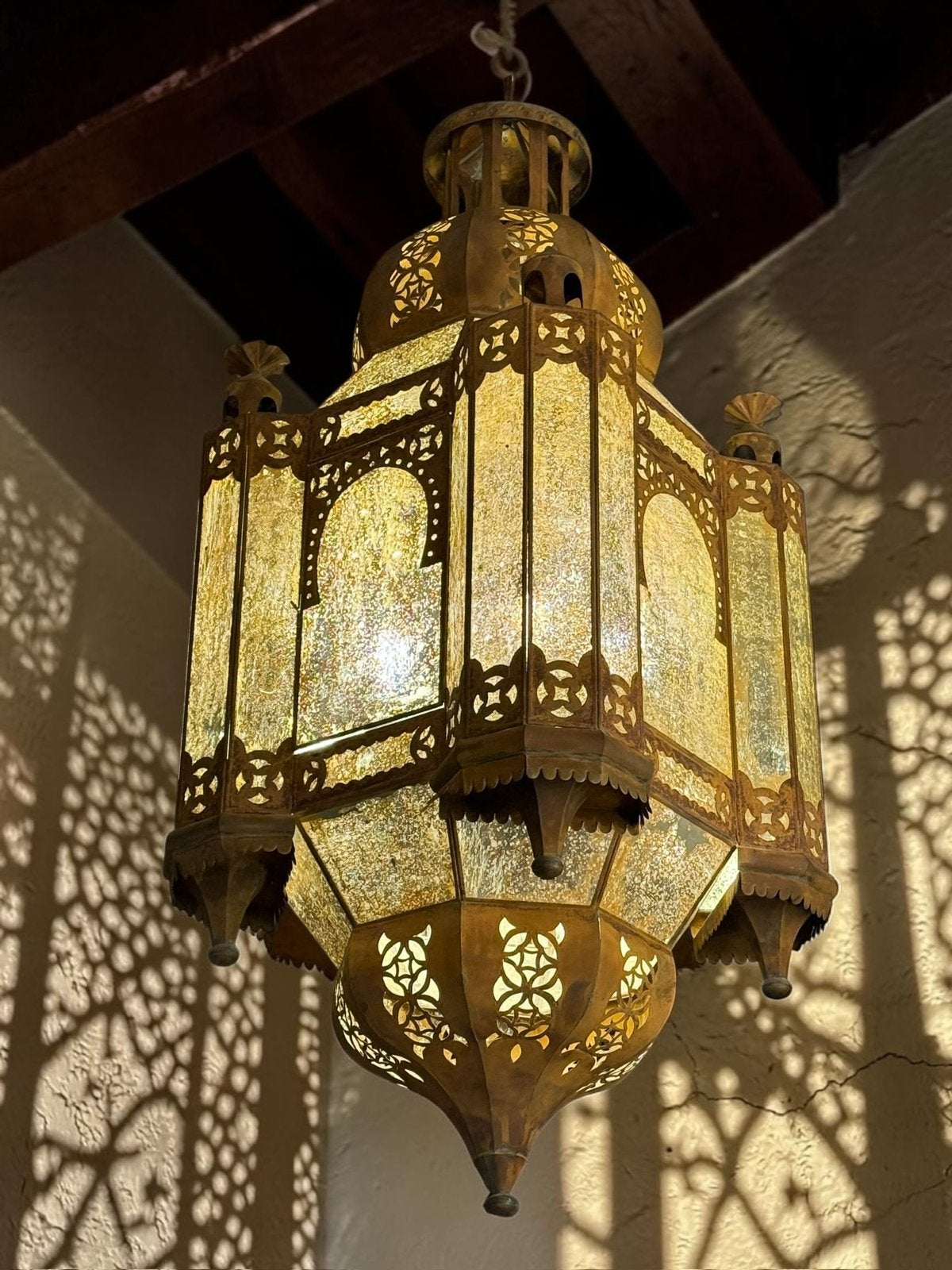 Monumentale Arabisch-Moorse Hanglamp – 120 cm, Ophalen of Verzenden, Zo goed als nieuw, Metaal, Vintage design regency mid century klassiek