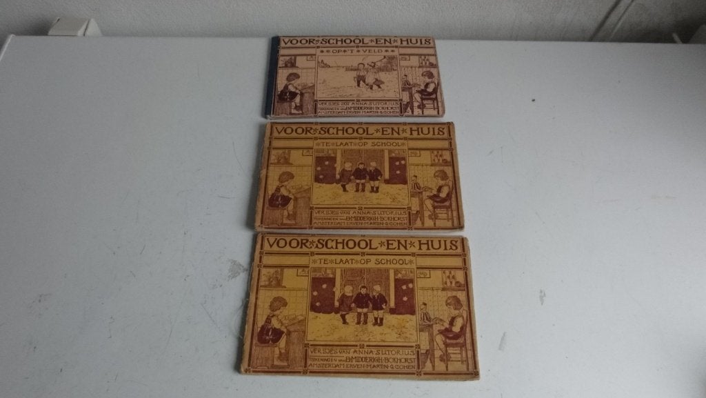 Van School en Huis, versjes van Anna Sutorius,4 x antiek, Ophalen of Verzenden