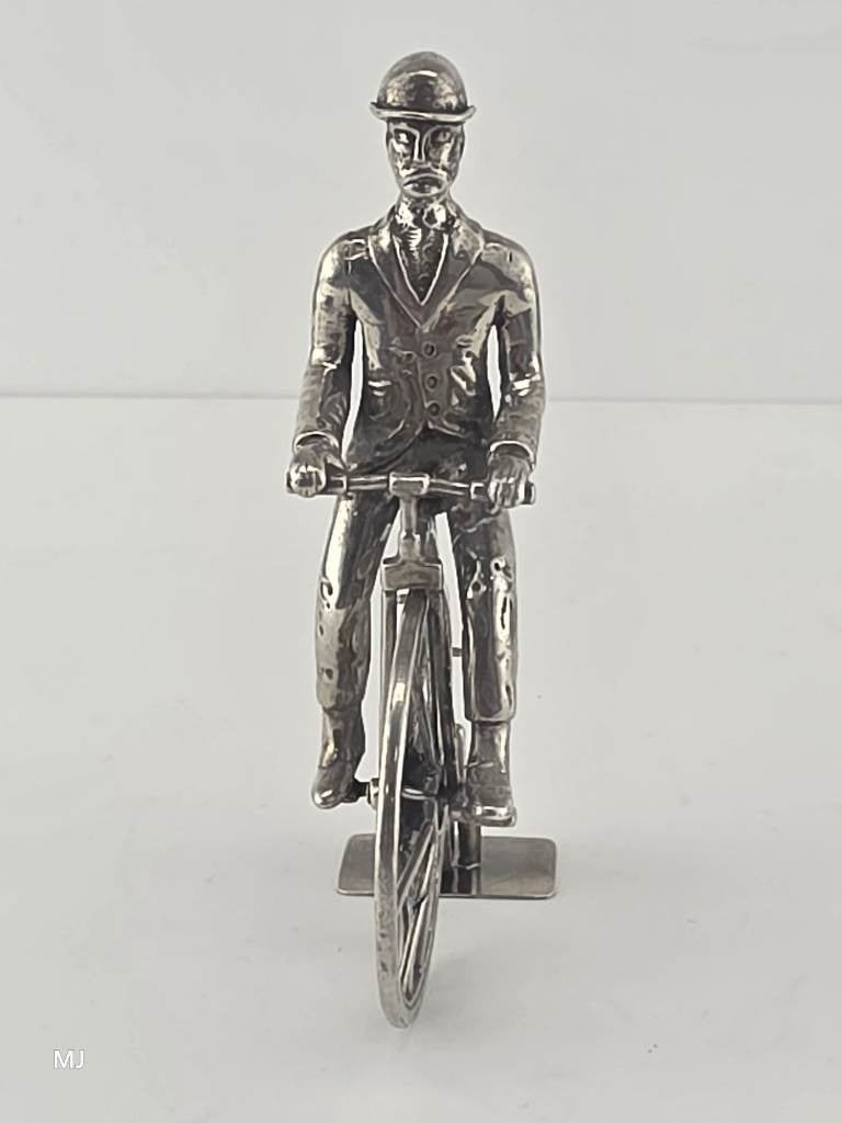 Zilveren miniatuur Hoge bi/Velocycle                    Z110, Ophalen of Verzenden, Zilver