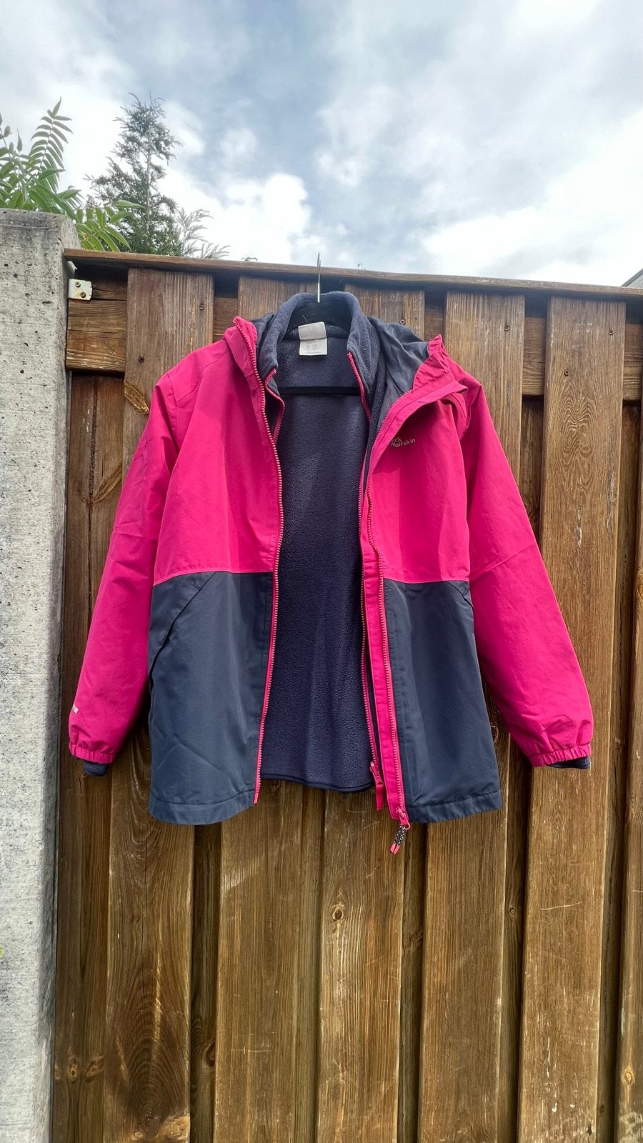 Winterjas 164vm. Jack Wolfskin 3-in-1 Roze/Blauw Maat 164, Ophalen of Verzenden, Gebruikt, Meisje, Jas