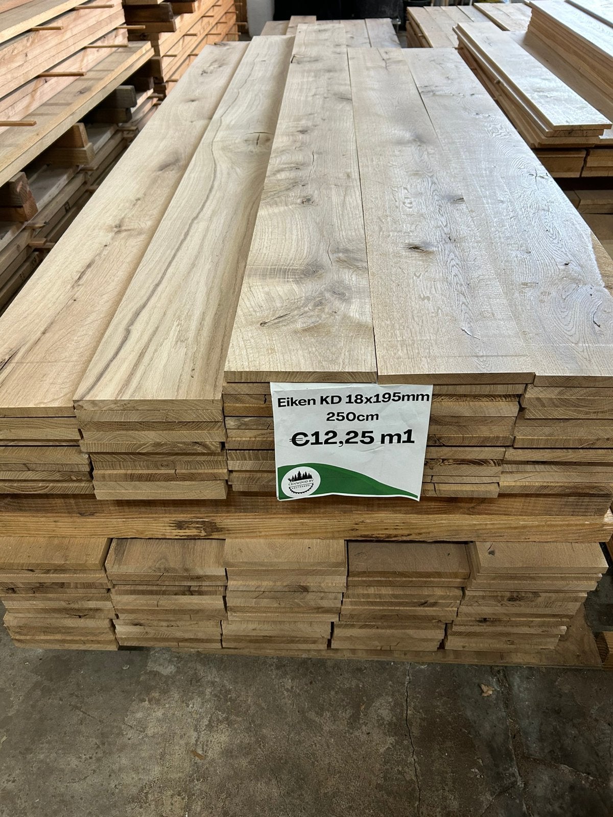 Eiken plank 18x195mm KD 200cm & 250cm rustiek, Ophalen, Nieuw, 250 cm of meer, Planken