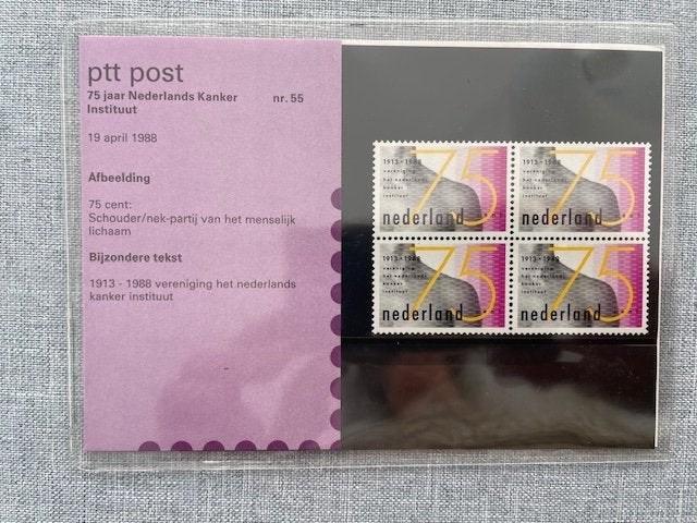 Postzegelmapje PZM55 - 75 jaar Kankersinstituut 1988, Ophalen of Verzenden, Postfris, Overige thema's