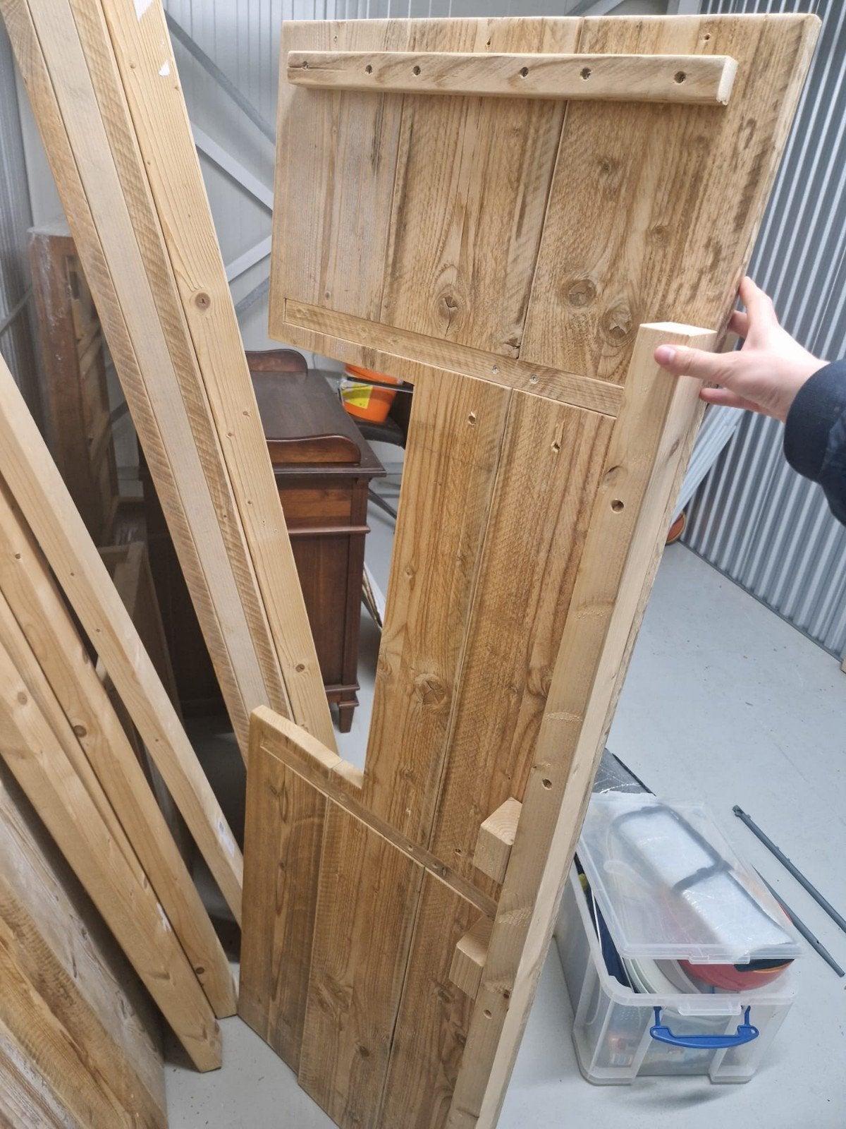 steigerhouten delen van een tweepersoonsbed, Ophalen, Steigerhout, Plank
