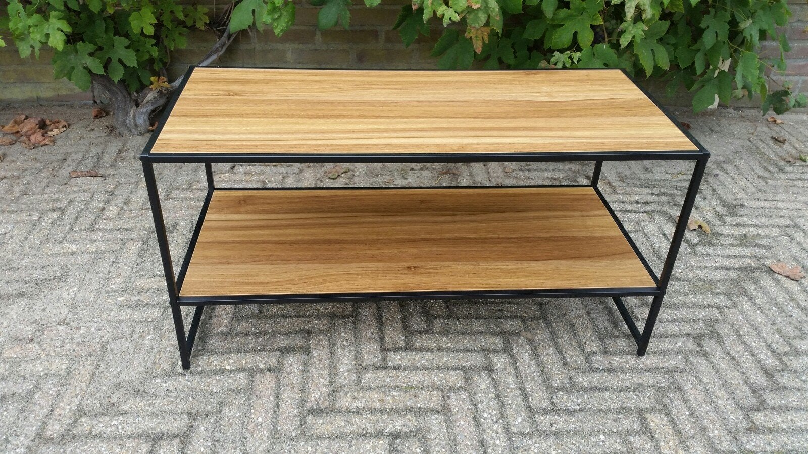 Salontafel met metalen frame en dubbel blad, Gebruikt, Minder dan 50 cm, 50 tot 100 cm, Modern