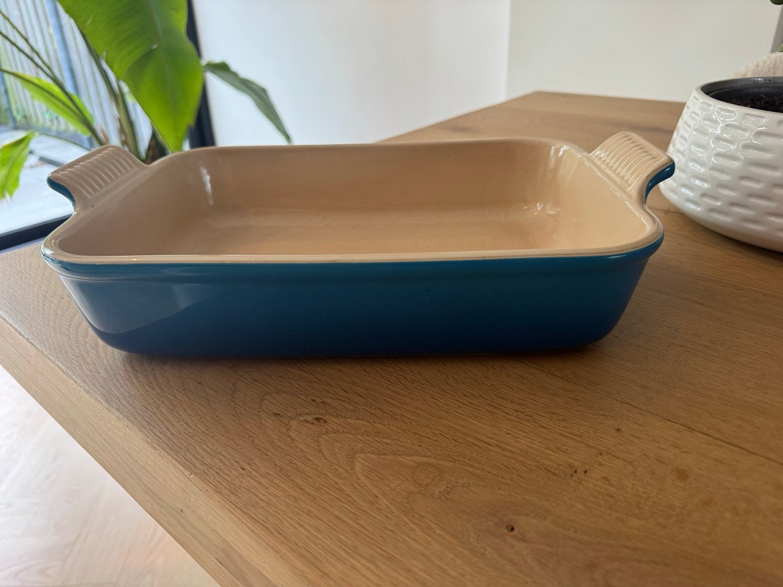 Le Creuset Braadpan 32cm Azure Blauw, Gebruikt, Met deksel, Le Creuset, Ophalen of Verzenden