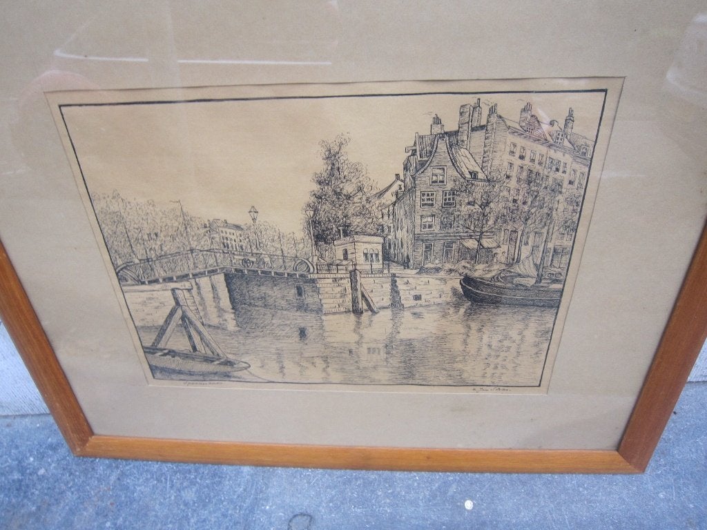 Jan SIRKS, Byz Tek. v/d Spaansekade/Roobrug te Rotterdam, Antiek en Kunst, Ophalen, Tekening, Potloodtekening