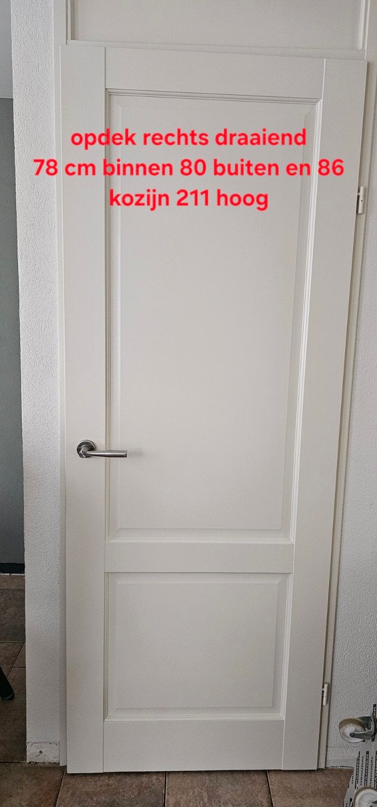 Massief houten opdekdeur 78x211 bijna gratis, Ophalen, Minder dan 80 cm, Binnendeur, 200 tot 215 cm