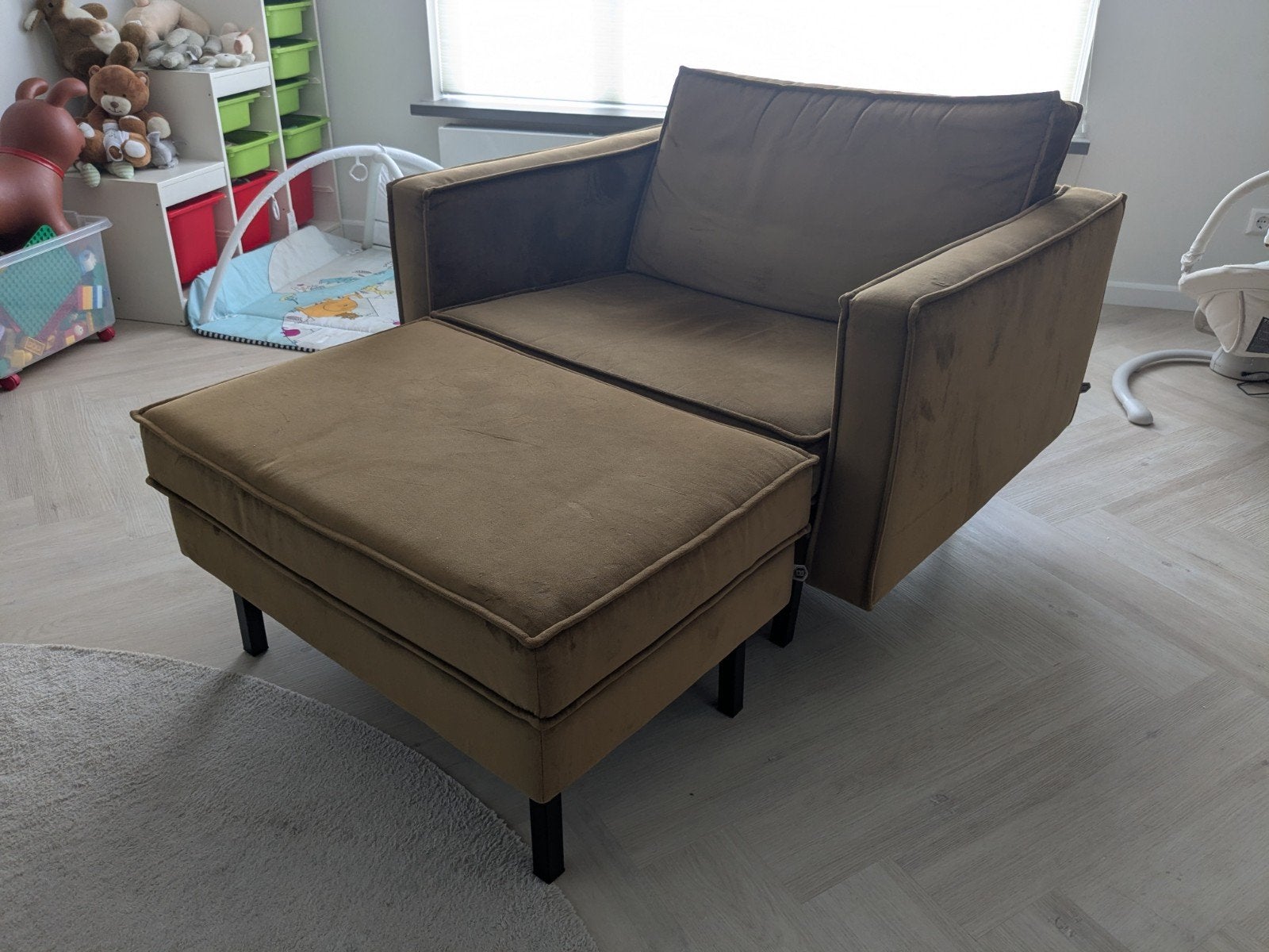 Comfortabele Be Pure fauteuil - Love seat en Hocker, Ophalen, Modern, Comfortabel, 100 tot 125 cm, Zo goed als nieuw