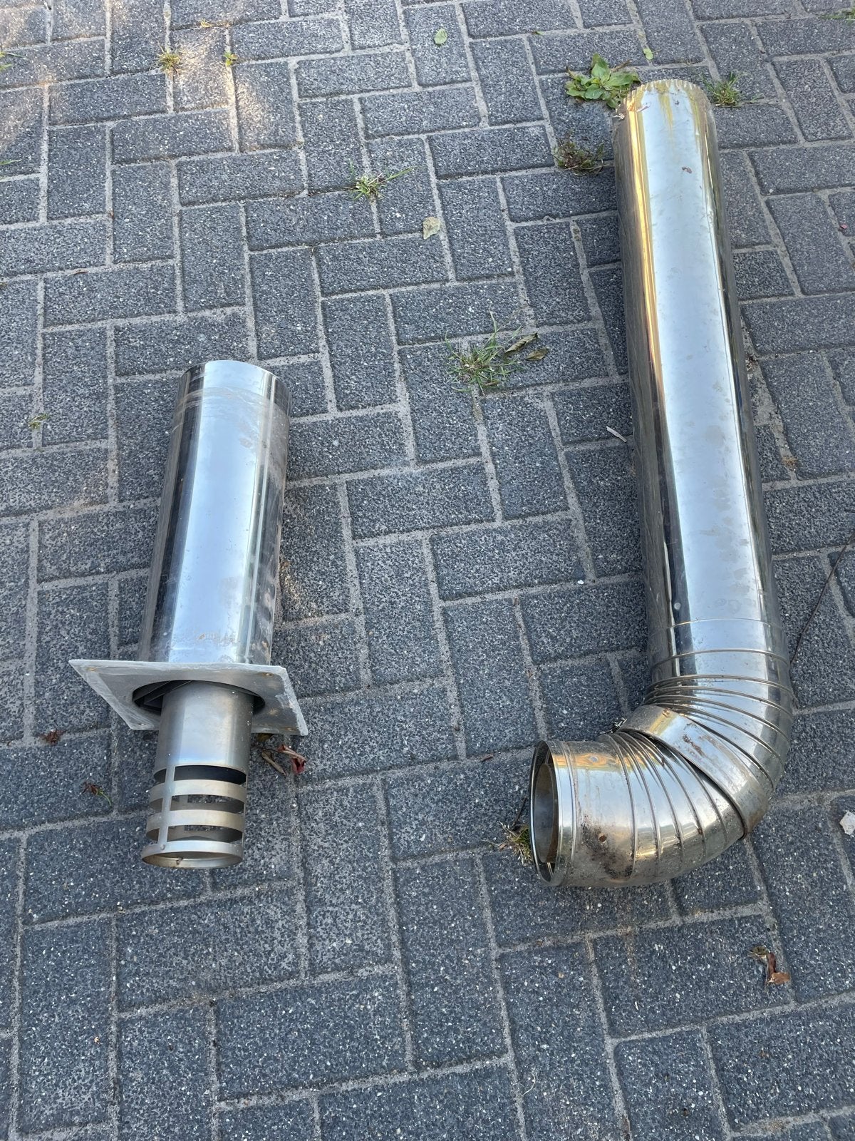 Dubbelwandige kachel buis met bochten muur doorvoer, Ophalen, Gebruikt, Inbouwhaard, Overige soorten