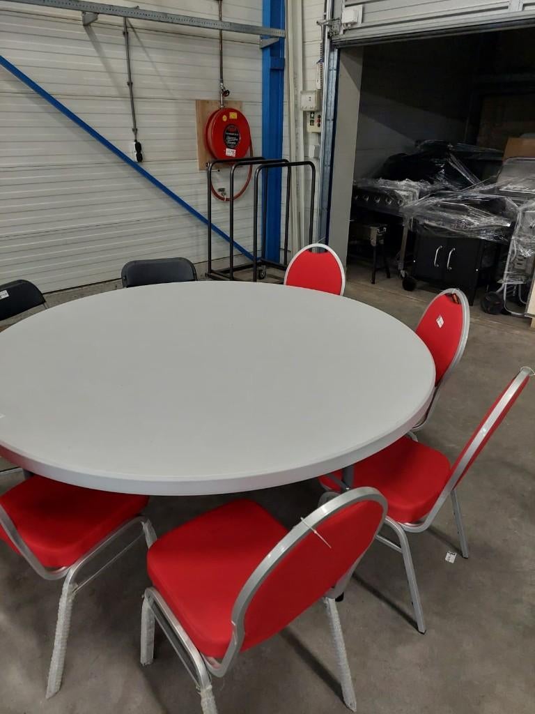 Grote 180 cm ronde kunstof tafel blow mold nieuw, Huis en Inrichting, Tafels | Eettafels, Ophalen, 50 tot 100 cm, Modern, horeca, design,