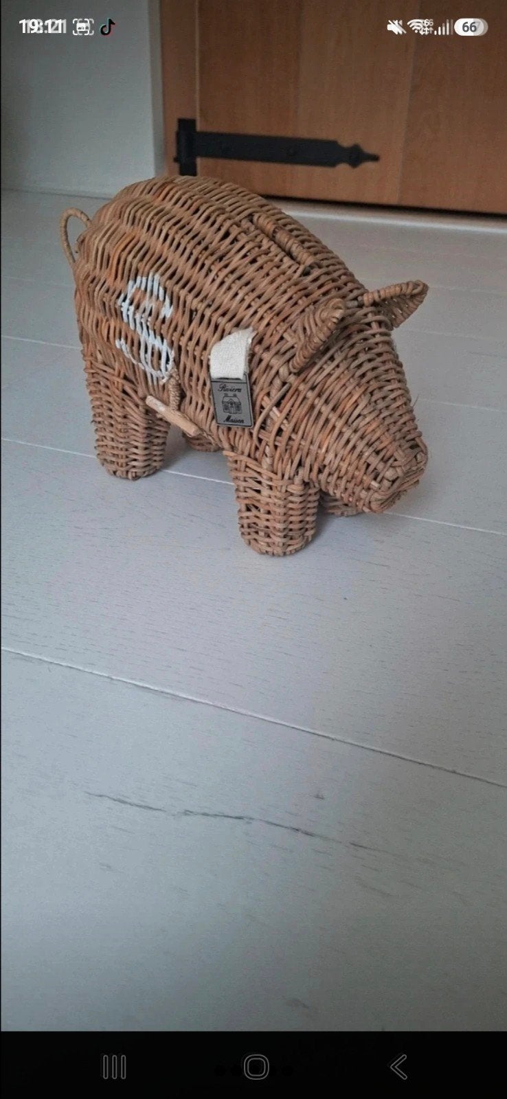 Riviera Maison Rustic Rattan Piggy Money Saver, Ophalen of Verzenden, Zo goed als nieuw, Bruin, Natuurlijk materiaal