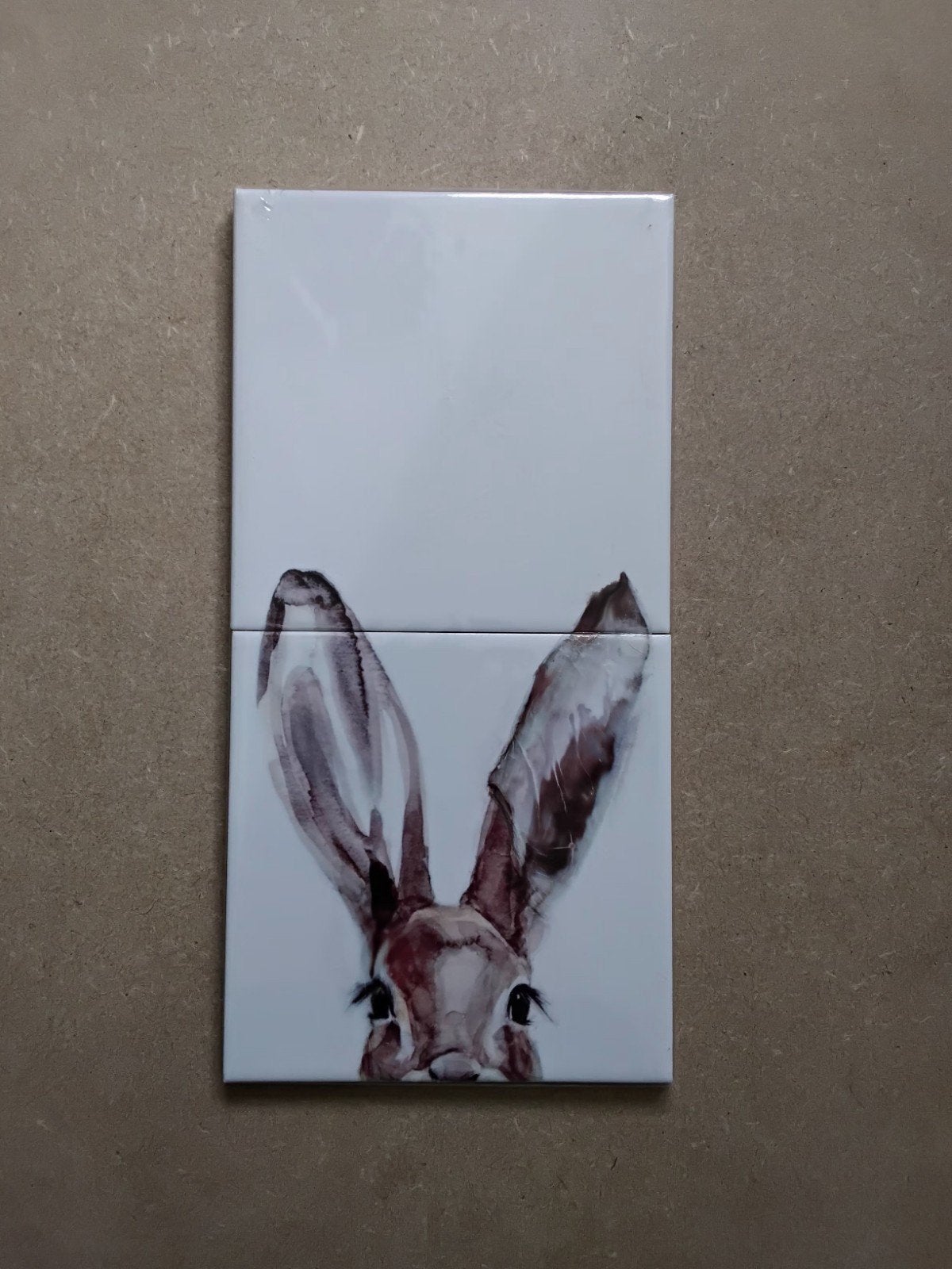 Konijn decoratie op 2 tegeltjes, Meerkleurig, Overige stijlen, Nieuw, Ophalen of Verzenden