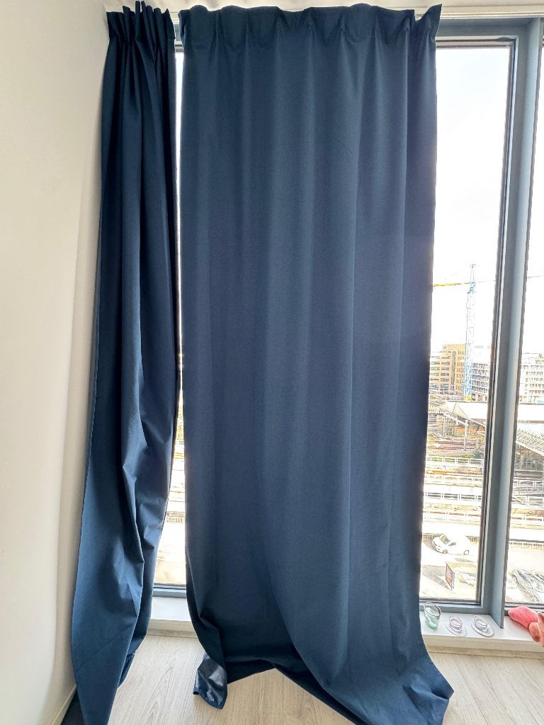 IKEA ROSENMANDEL Curtains, 5 Panels, Dark Blue, 135  300 cm, Huis en Inrichting, Ophalen, Overige materialen, 300 cm, Zo goed als nieuw