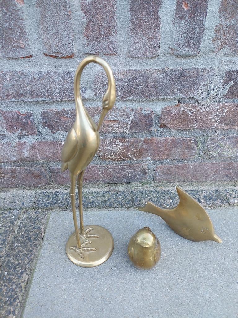 Koperen Decoratieve Flamingo - 30 cm, Antiek en Kunst, Ophalen of Verzenden