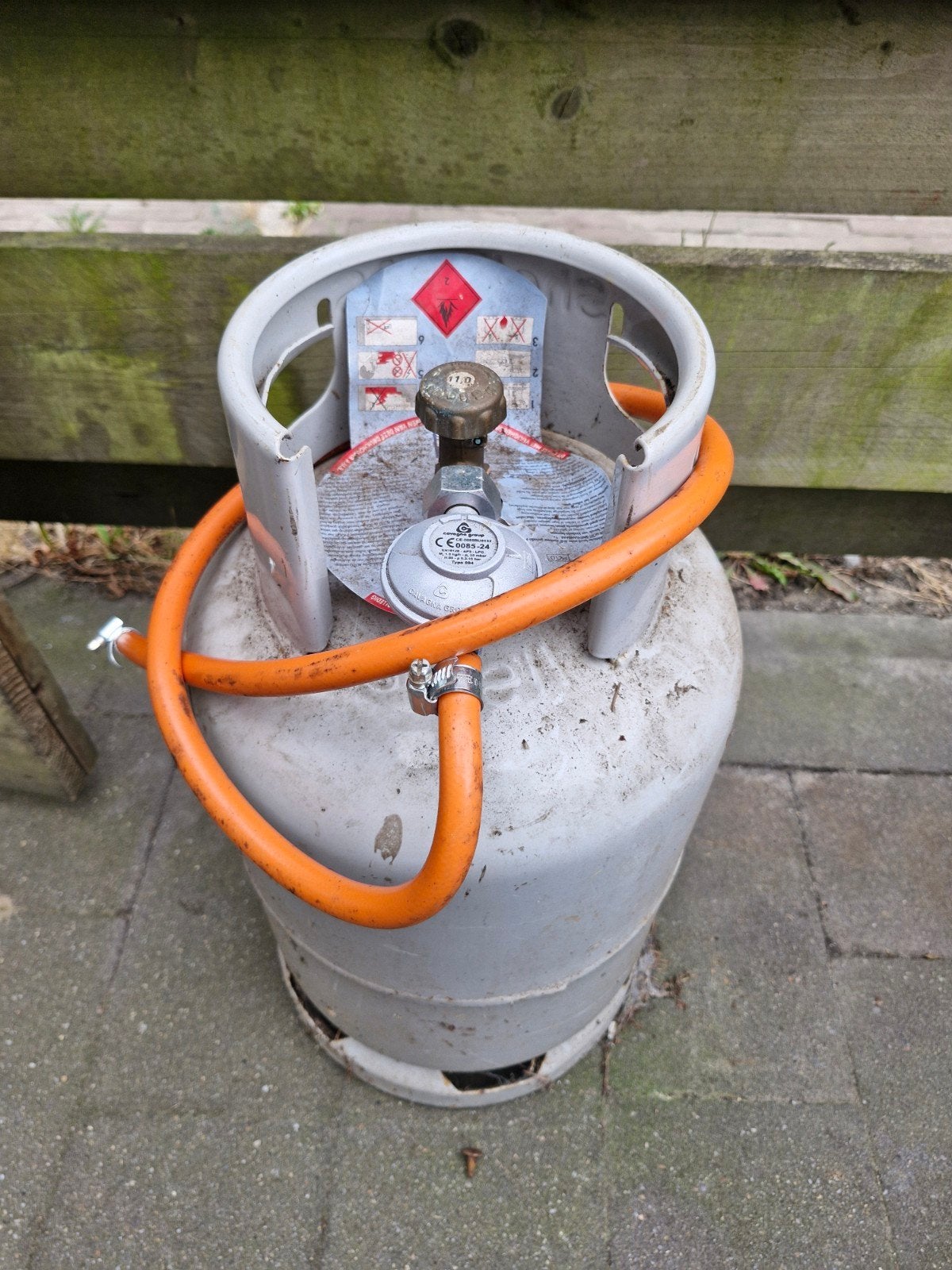 Shell gasfles incl slang en koppeling, Ophalen, Gebruikt