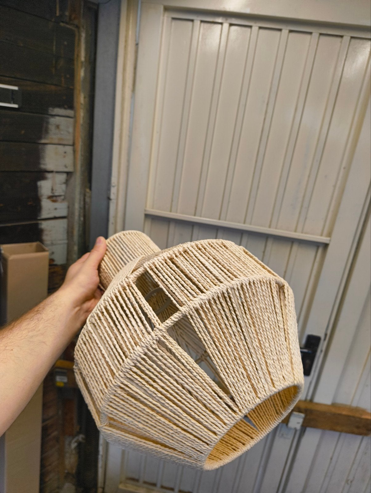 Mooie lampenkap voor hanglamp - naturelkleurig, Natuurlijk materiaal, Beige, Zo goed als nieuw, Overige vormen