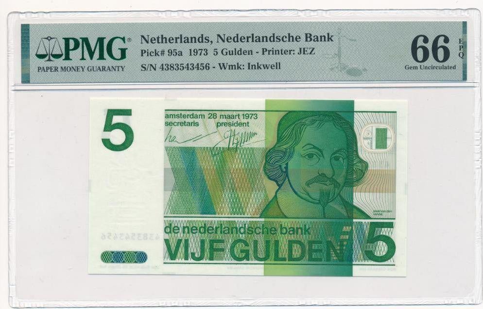 Nederland 5 gulden 1973 Vondel 2 PMG 66 EPQ