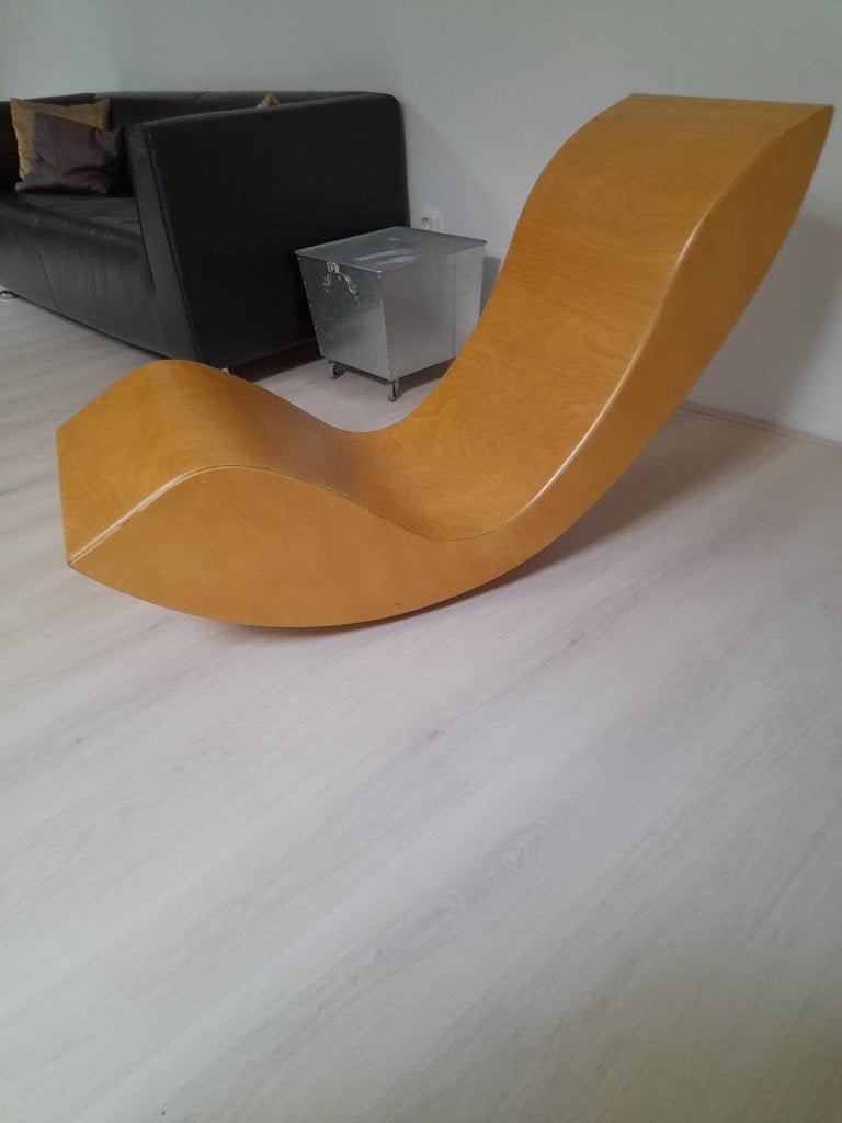 Design houten schommel stoel, Huis en Inrichting, Ophalen, Gebruikt, Overige kleuren, Hout