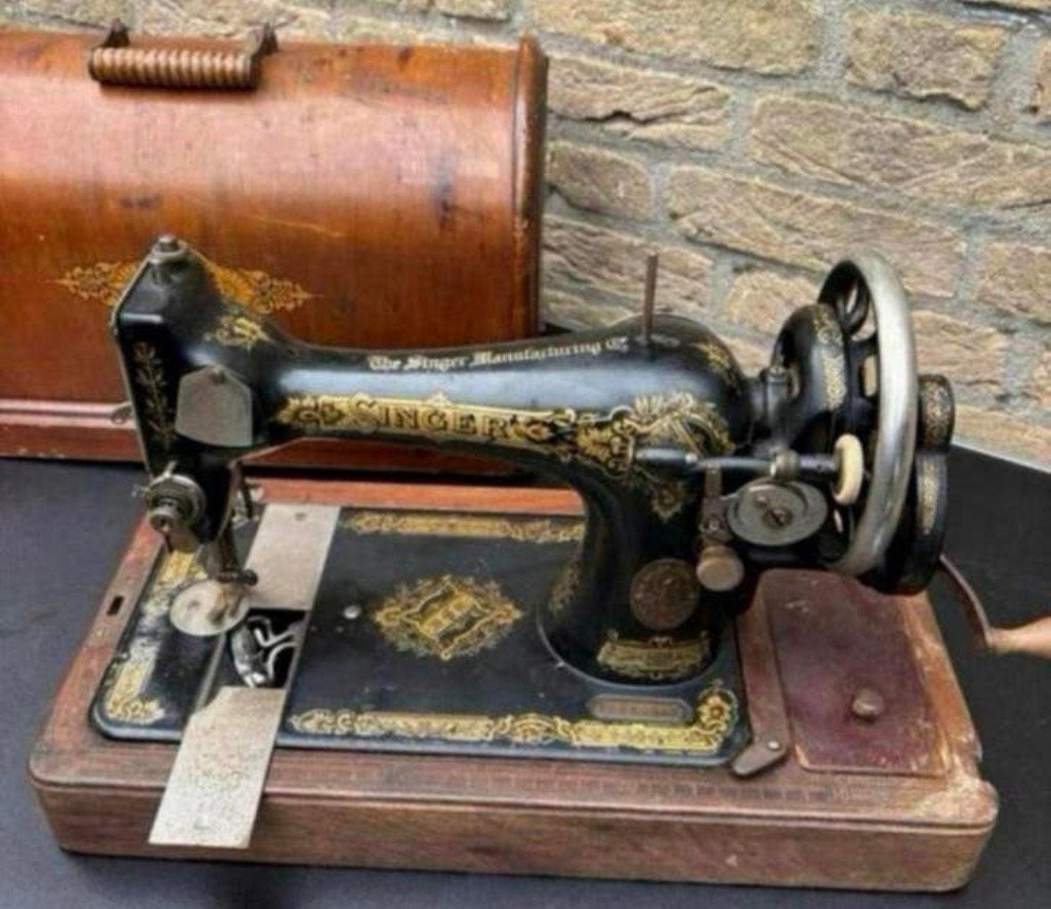 Vintage Singer handslinger Naaimachine nr: F8280758, Antiek en Kunst, Ophalen of Verzenden
