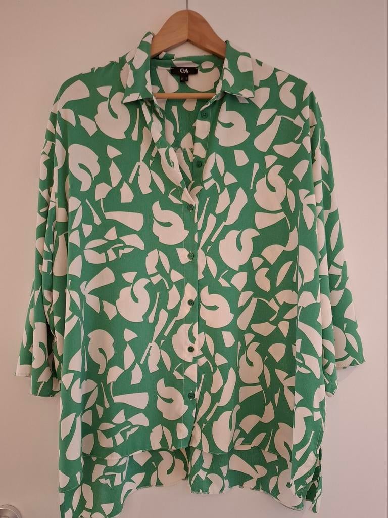Blouse met vest groen mt 46/xl, Ophalen of Verzenden, Zo goed als nieuw, Maat 46/48 (XL) of groter, Groen