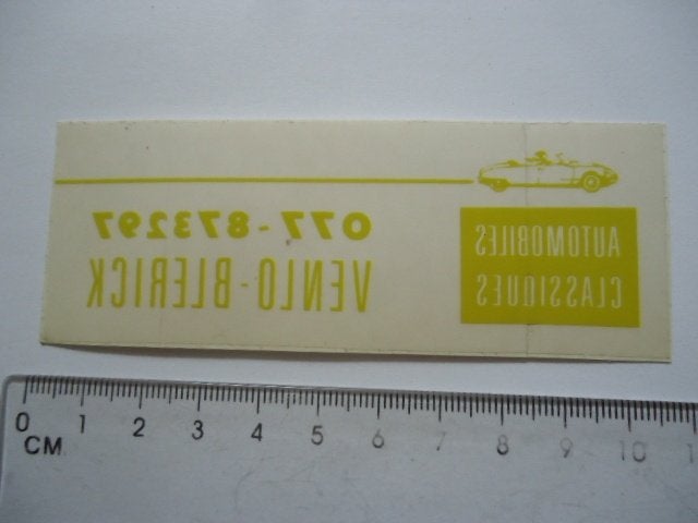sticker oud Venlo Blerick auto klassieker automobiel oldtime, Verzenden, Zo goed als nieuw, Bedrijf of Vereniging