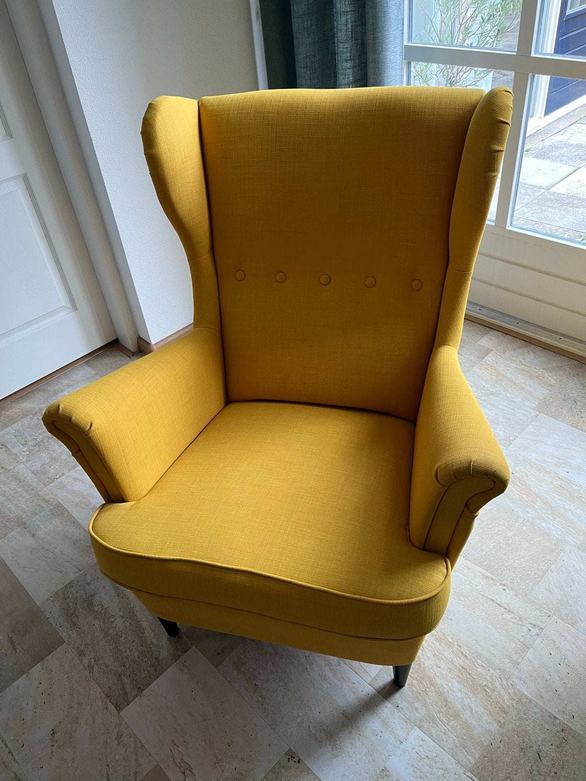 IKEA Strandmon oorfauteuil Skiftebo geel, Ophalen, Zo goed als nieuw, Stof, 75 tot 100 cm