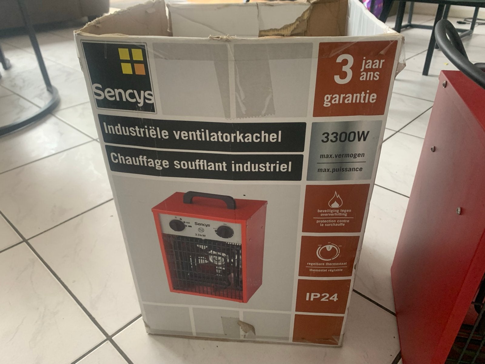Professionele Sencys Ventilator Kachel 3300W - Ideaal voor S, 30 tot 80 cm, Gebruikt, Kachel, Minder dan 60 cm