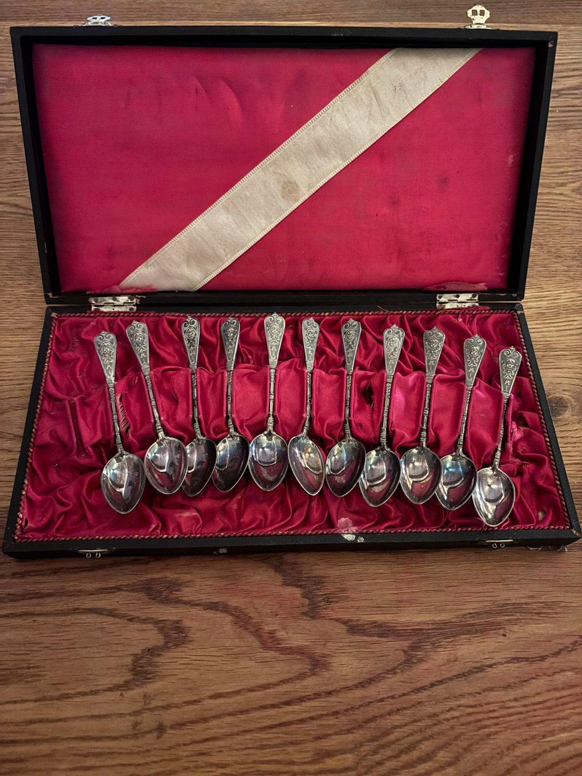 Set van 11 Antieke Lepeltjes in Doos, Antiek en Kunst, Ophalen of Verzenden