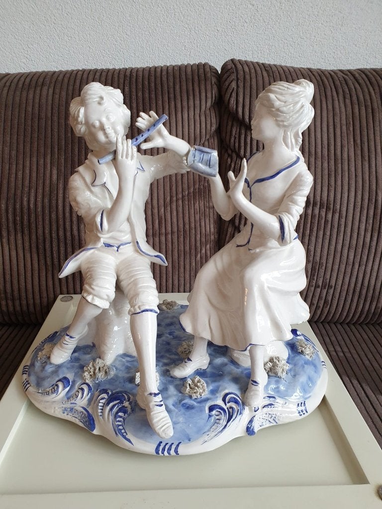 Capodimonte beeld, Ophalen, Blauw, 20 - 50 cm, Steen of Keramiek