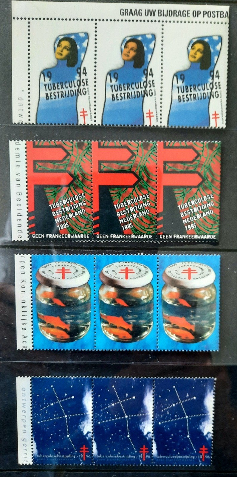 Nederland 1994 1995 1996 Tuberculosezegels, Postzegels en Munten, Ophalen of Verzenden, Postfris, Dier of Natuur