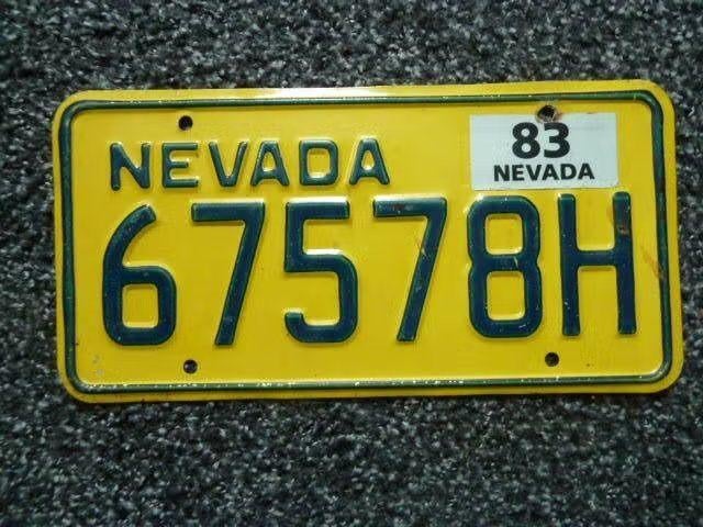 Kentekenplaat licenseplate Nevada Yellow 1983 USA, Verzenden, Gebruikt, Auto's