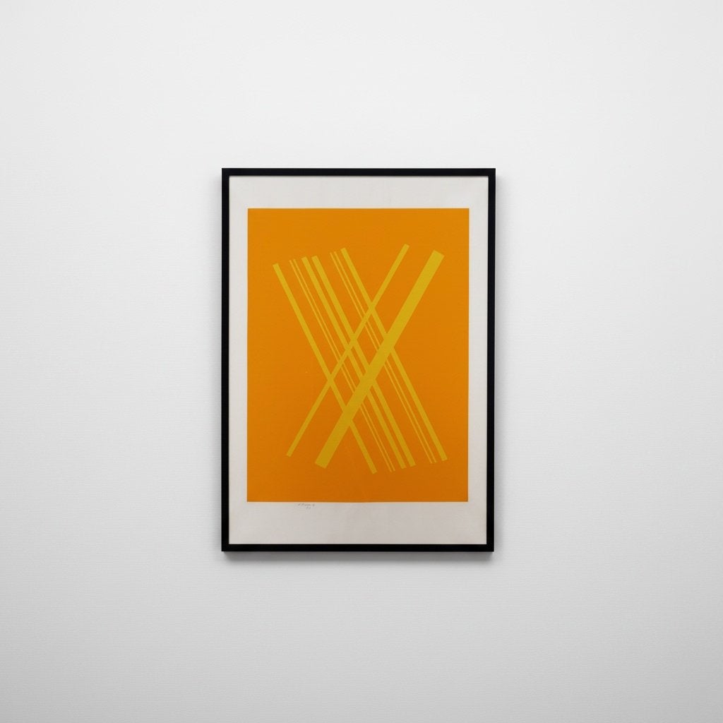 Willem Hussem, grote abstracte  zeefdruk 1969, gesigneerd, Antiek en Kunst, Zeefdruk, Gelimiteerde oplage, Abstract, Ophalen