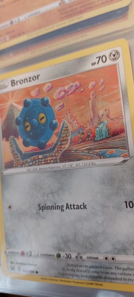 Pokemon kaart 125 tcg lost origin bronzor, Ophalen of Verzenden, Zo goed als nieuw