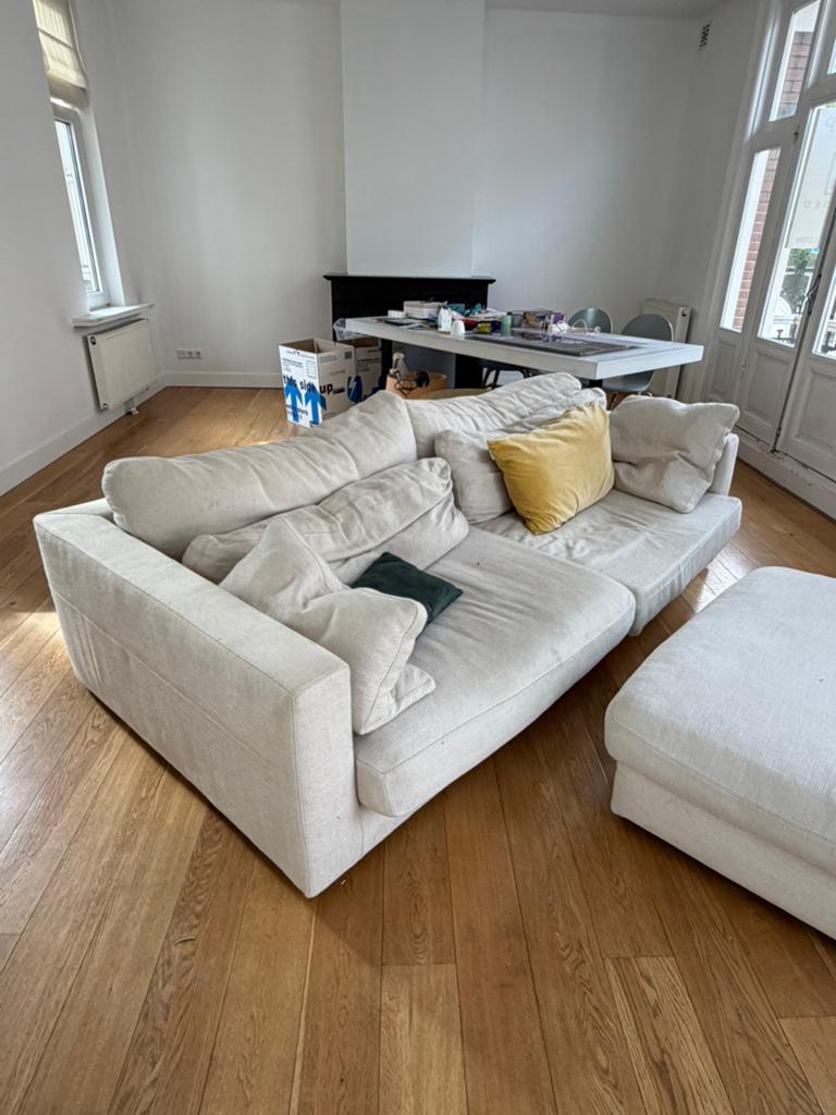 Linteloo bank beige, Ophalen, Gebruikt, 100 tot 125 cm, Rechte bank