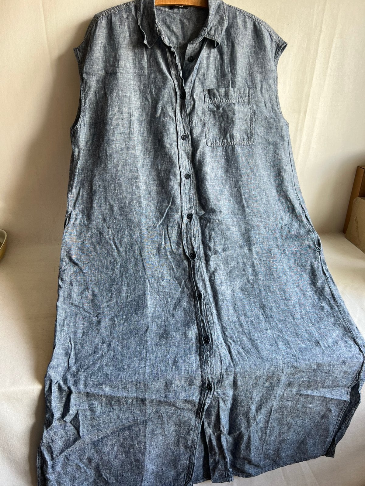 OPUS linnen zomerjurk met split steekzakken knoopsluiting XL, Blauw, Maat 46/48 (XL) of groter, Ophalen of Verzenden, Zo goed als nieuw