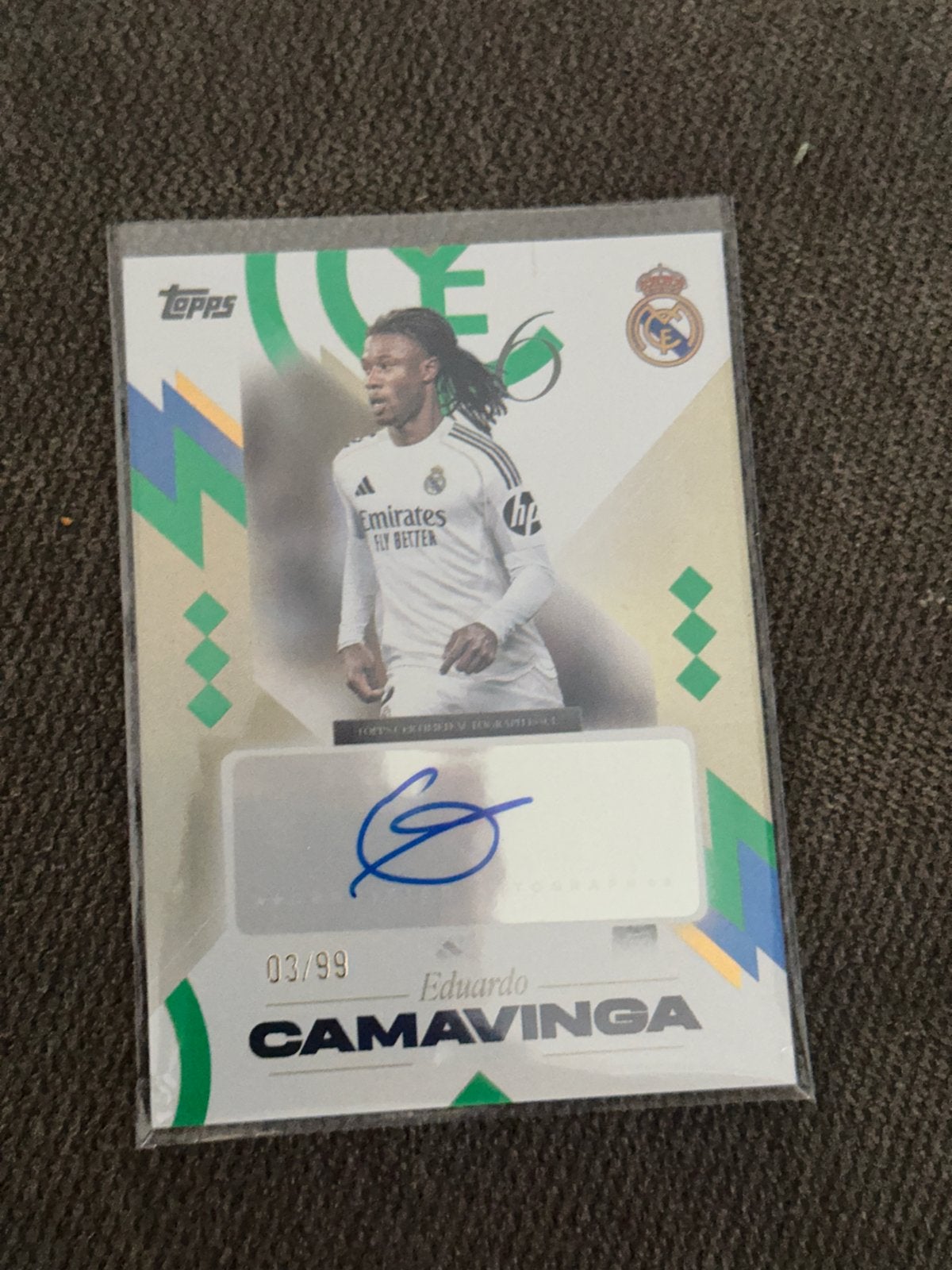 Eduardo Camavinga gesigneerde kaart Topps Real Madrid, Verzamelen, Sportartikelen en Voetbal, Verzenden, Zo goed als nieuw, Buitenlandse clubs