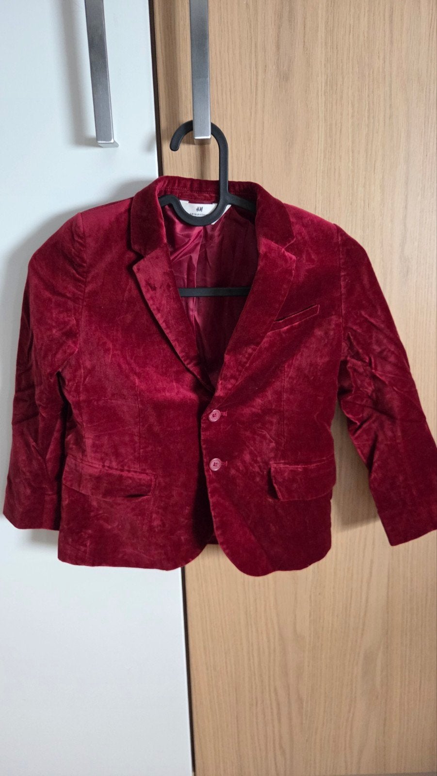 Rood fluwelen colbert H&M maat 116, Overige typen, Jongen of Meisje, H&M, Ophalen of Verzenden