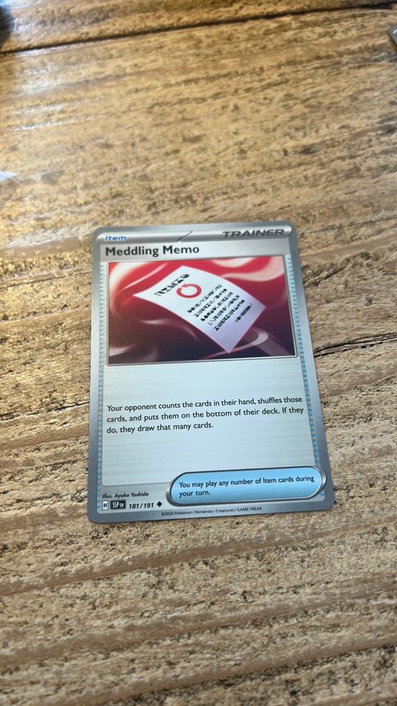 Meddling memo pokemon kaart, Ophalen of Verzenden, Zo goed als nieuw, Losse kaart