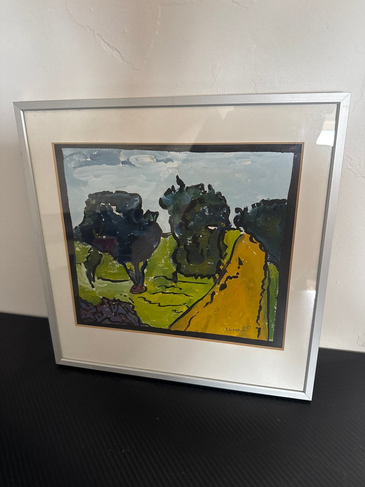 Brummer Zand - Tempera met inkt - Karel Loman, Landschap, Papier/karton, Ophalen of Verzenden, Ingelijst