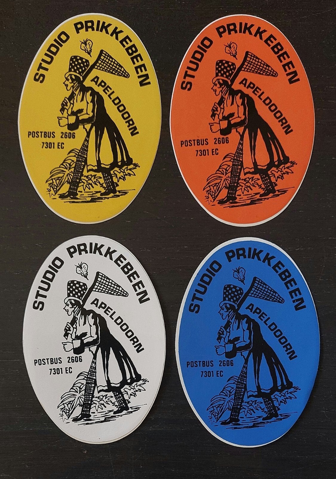 4 stickers Studio Prikkebeen Apeldoorn piratenzender, Ophalen of Verzenden