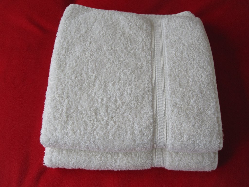 Set van 2 badlakens (z.g.a.n.) en 4 nieuwe washandjes, Ophalen of Verzenden, Zo goed als nieuw, Wit, Badlaken