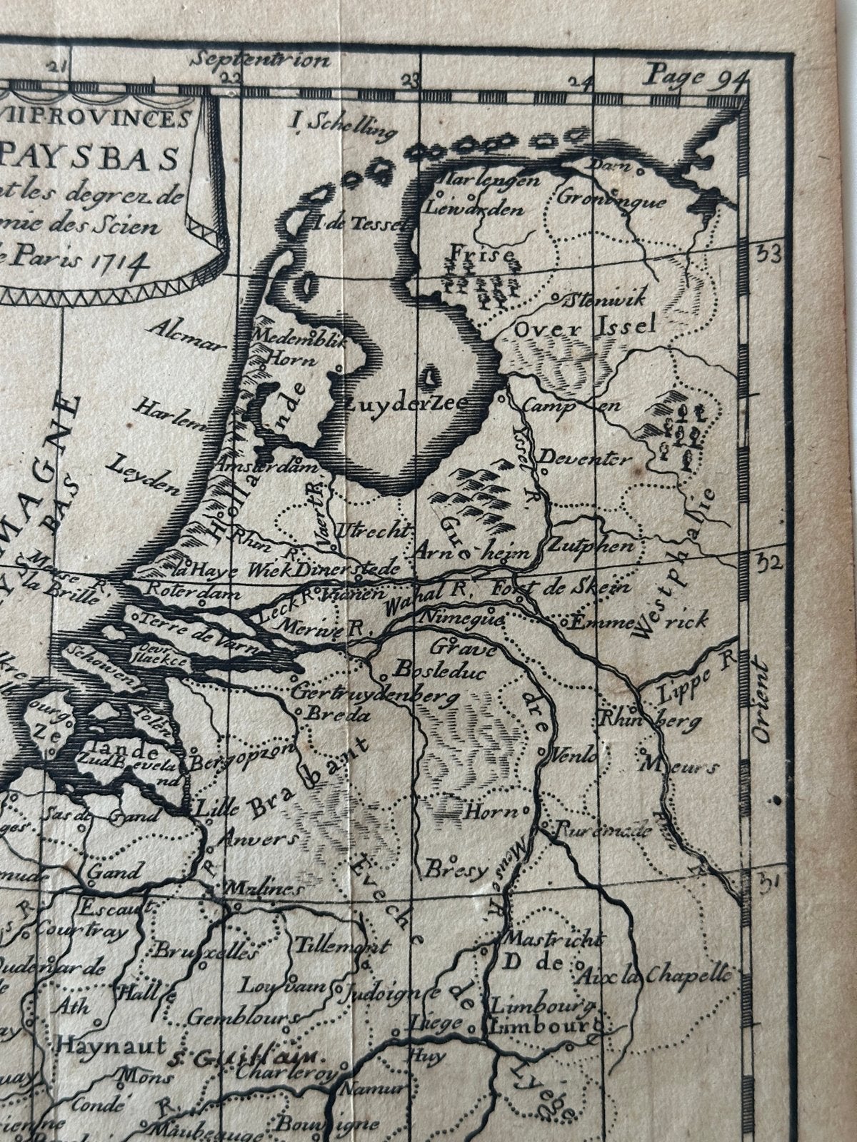 Antieke kaart: Les XVII Provinces des Pays Bas (1714), Gelezen, Ophalen of Verzenden, Landkaart, 1800 tot 2000