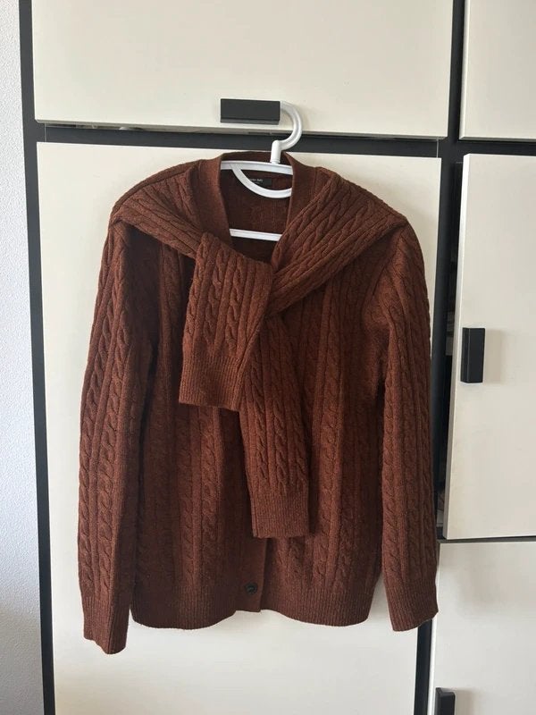 Massimo Dutti brown wool cardigan, Ophalen of Verzenden, Zo goed als nieuw, Maat 38/40 (M), Bruin