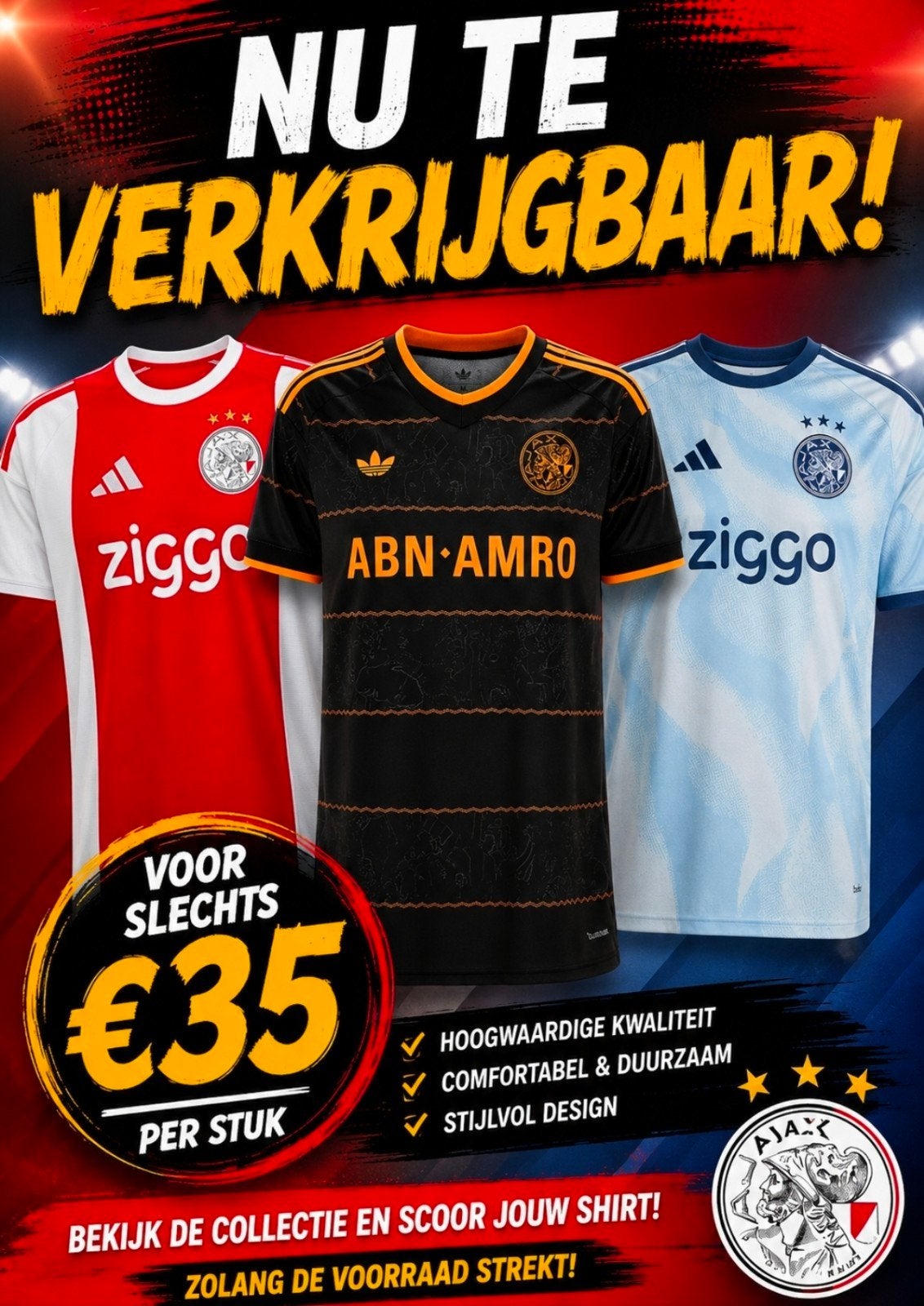 Ajax voetbalshirts 2026-2027 - Thuis, Uit & Derde, Groter dan maat XL, Ophalen of Verzenden, Nieuw, Overige typen