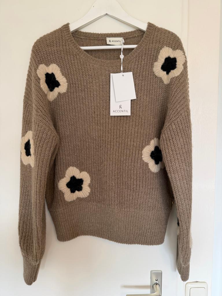 Nieuwe Accentil Sweater XL - AC Rose Pullover Taupe, Kleding | Dames, Ophalen of Verzenden, Nieuw, Maat 46/48 (XL) of groter, Bruin