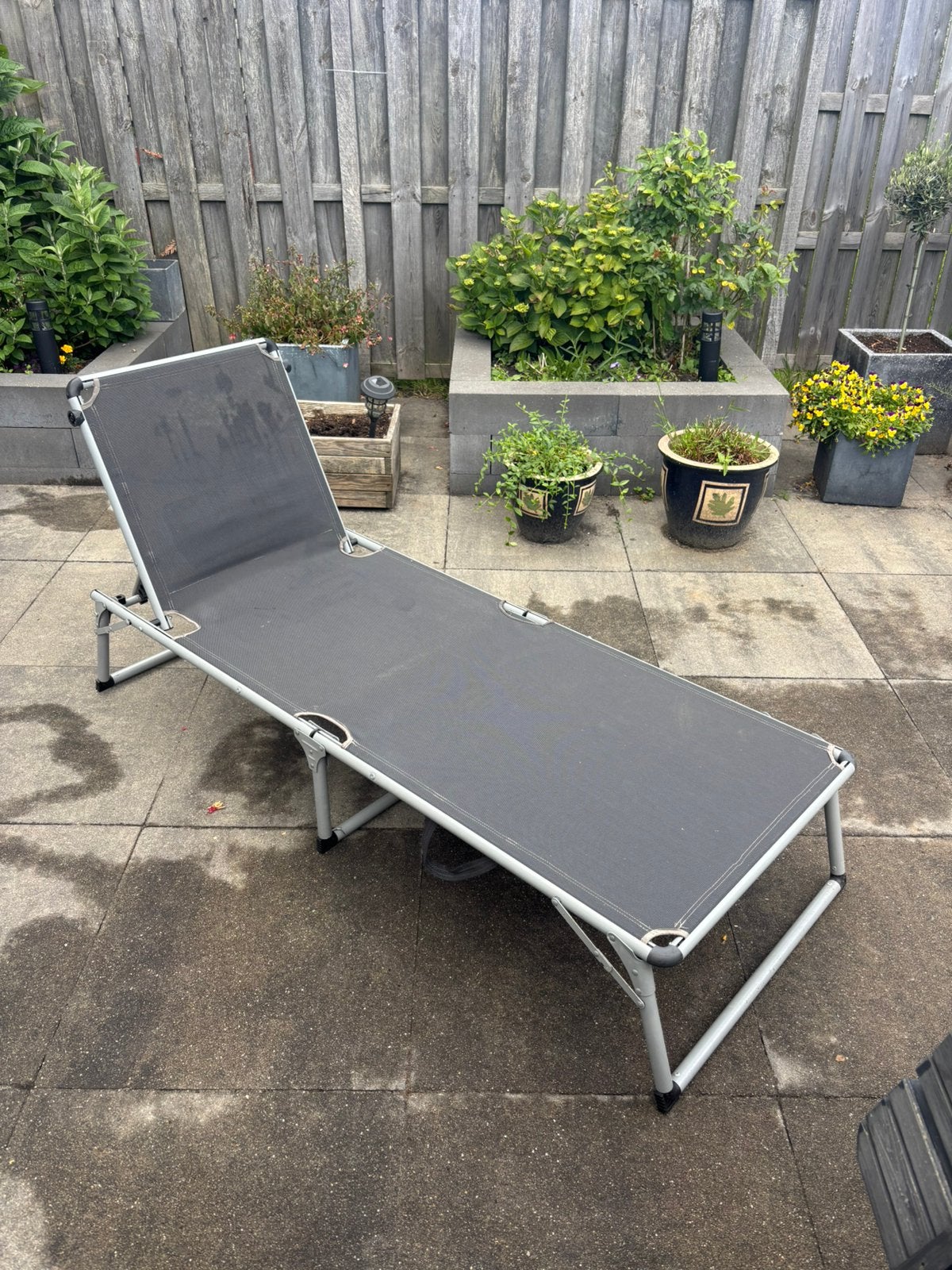 Tuin ligbed verstelbaar en inklapbaar antraciet, Tuin en Terras, Ophalen, Gebruikt, Aluminium, Verstelbaar